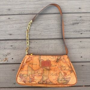 Alviero Martini 1a Classe Pochette Geo Print World Map Purse Bag